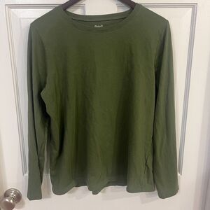 Madewell Long Sleeved T Shirt Dark Green SZ XLG 100% Cotton Neutral Normcore